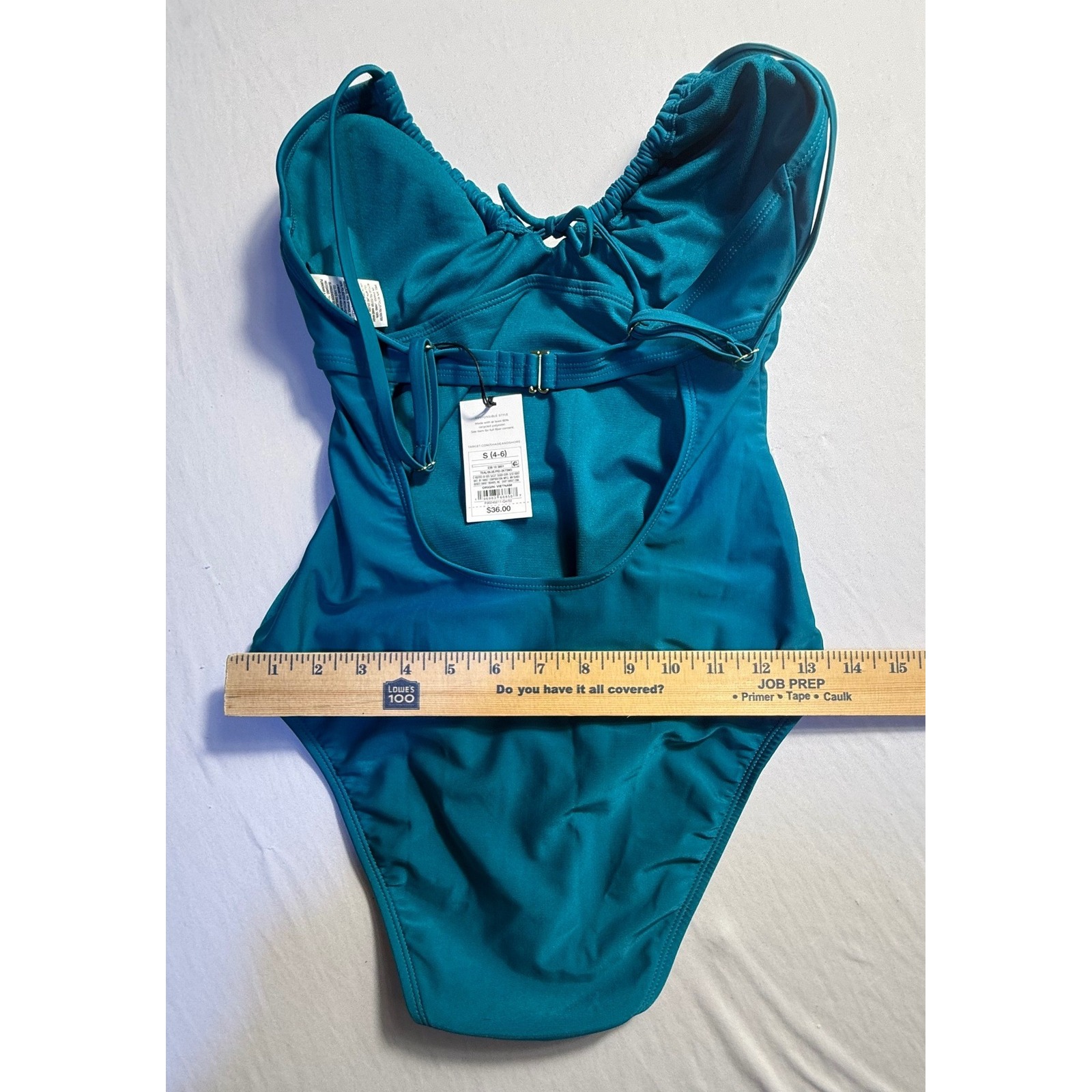 Shade & Shore Womens Teal Blue Cinched One Piece Swimsuit Size S 4-6 Nwt — image 5 of 7